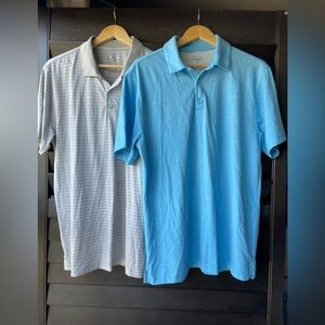 Lot Of 2 BCG Polo Golf Shirts Short Sleeve Lightweight Blue Grey Stripe Large